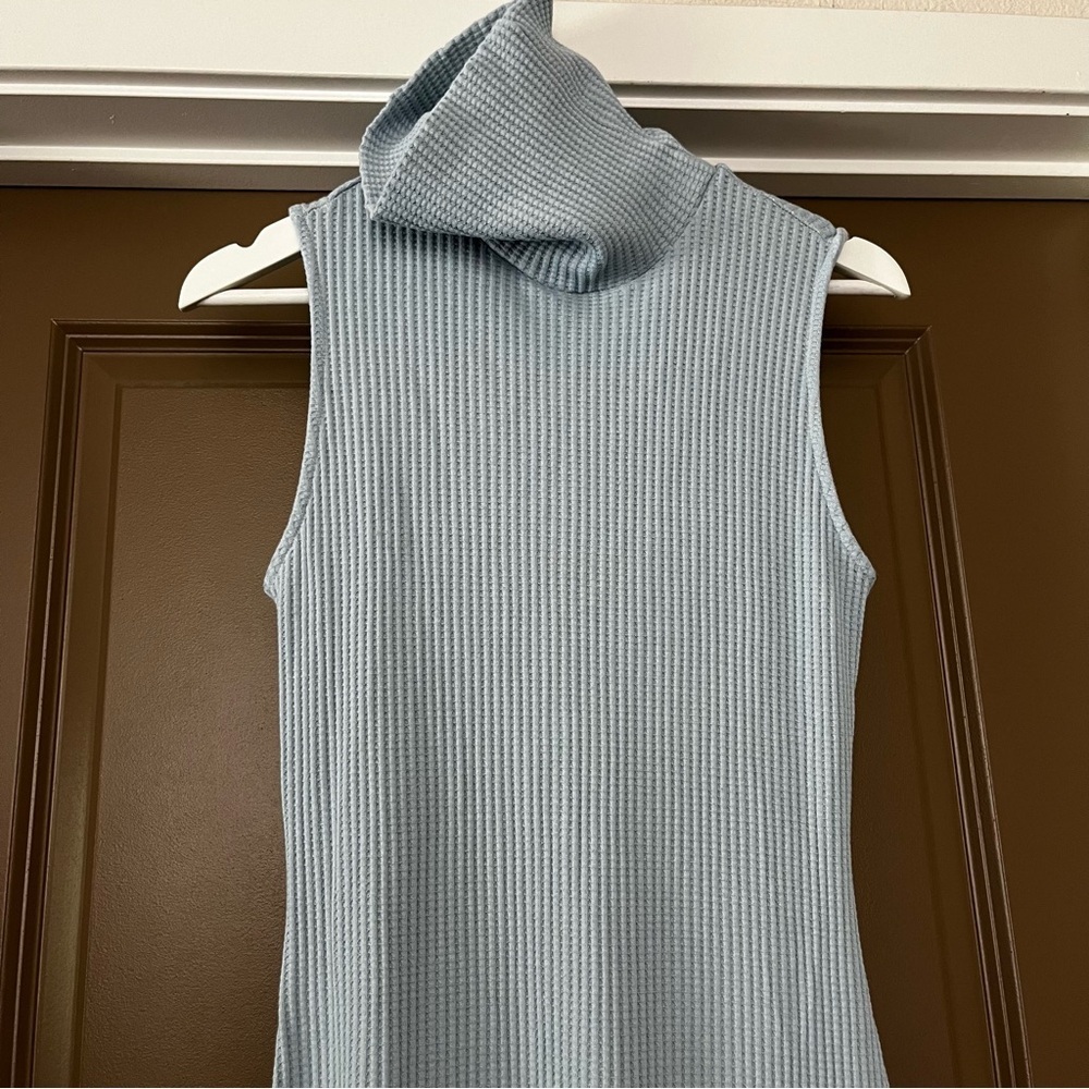 NWT Anthropologie Stateside Luxe Light Blue Thermal Turtleneck Midi Dress Medium - Picture 3 of 6